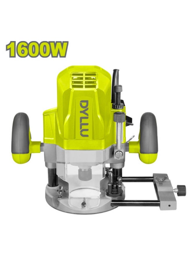 راوتر خشب كهربائي DYLLU بقوة 1600 واط 220-240 فولت – سرعة 22,000 دورة/دقيقة، عمق غطس 0-60 مم، دعامات متعددة 6/8/12 مم و 1/4" و 1/2"، أداة نجارة